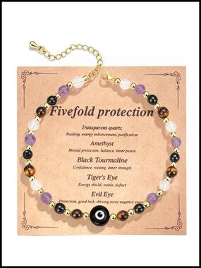 Evil Eye Crystal Bracelet Healing Gift Women Natural Gemstone Spiritual